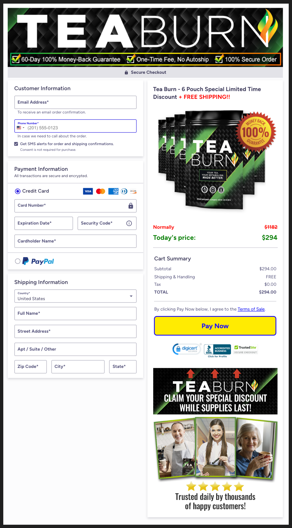 Tea Burn Official Website Secure Order Page